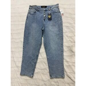 Indigo Rein Mom Fit Jeans Light Wash Super High Rise Button Fly Size 15  W31 L27